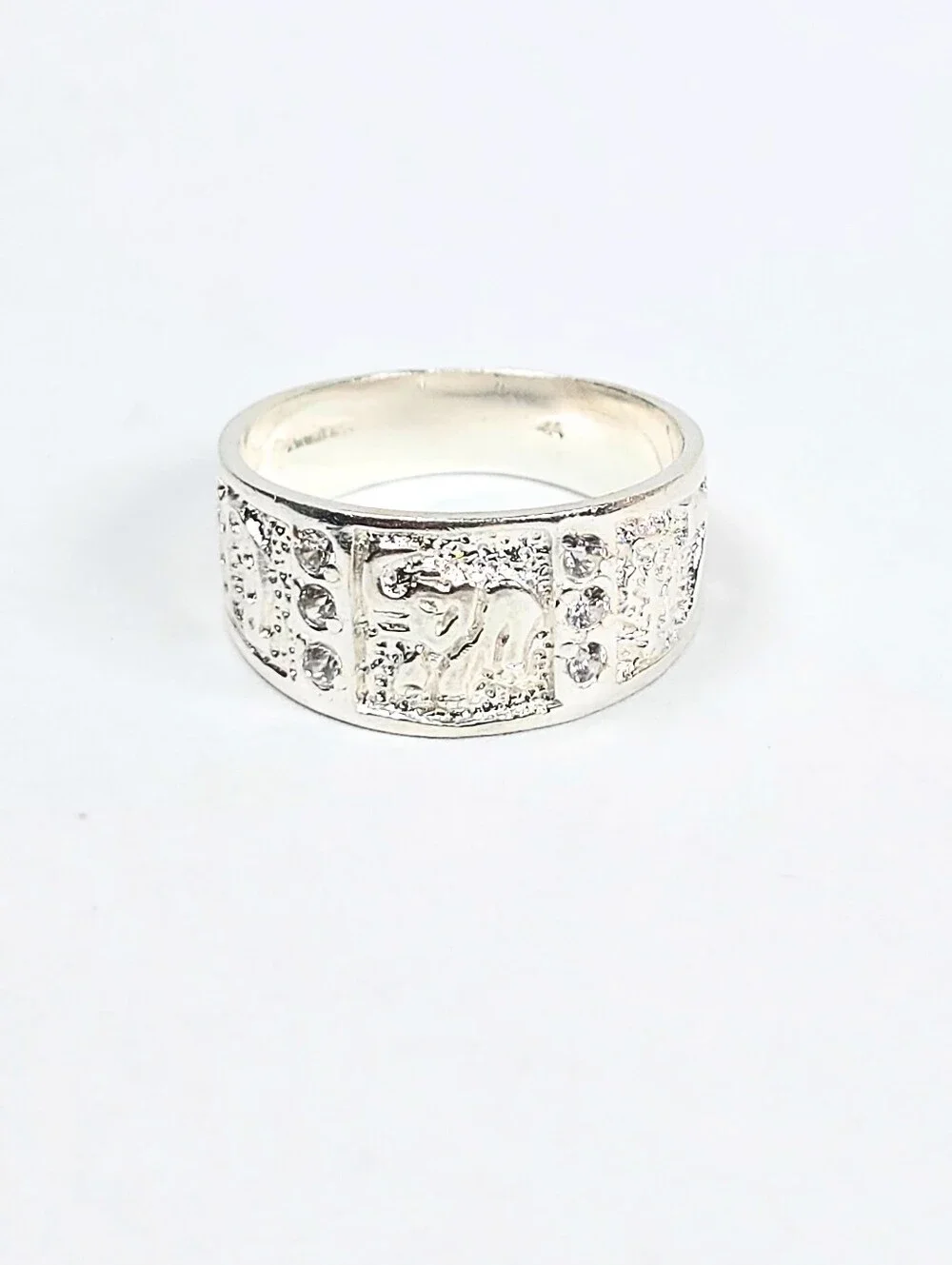Lucky Symbols Wide Band Ring CZ 925 Sterling Silver Anillo de la Suerte